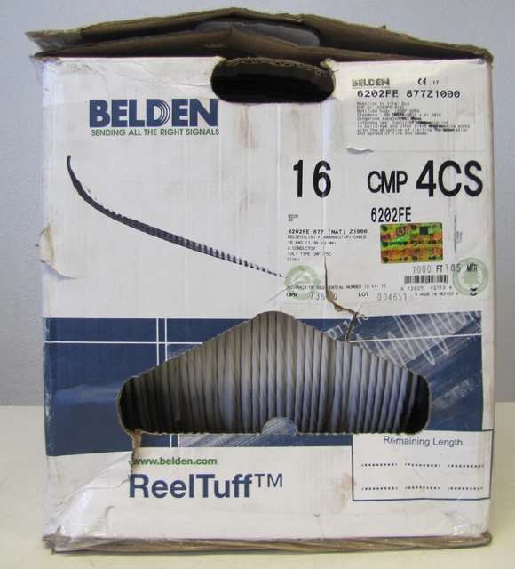 Belden 6202FE 877Z1000 1000ft Shielded Communications Cable 16 AWG 4 Wire