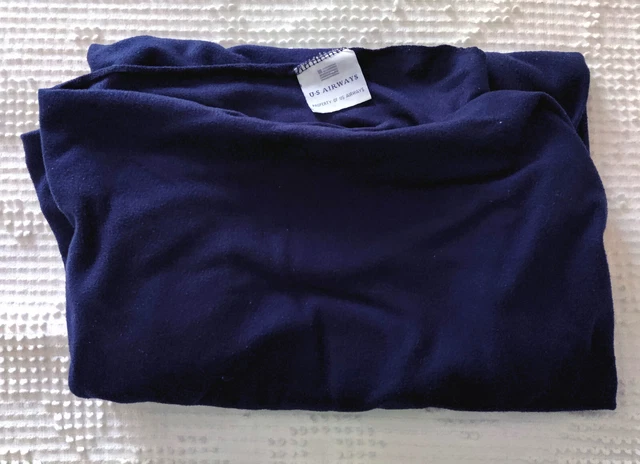 US Airways Blue Polyester In Flight Blanket 52”x36” With Property Tag