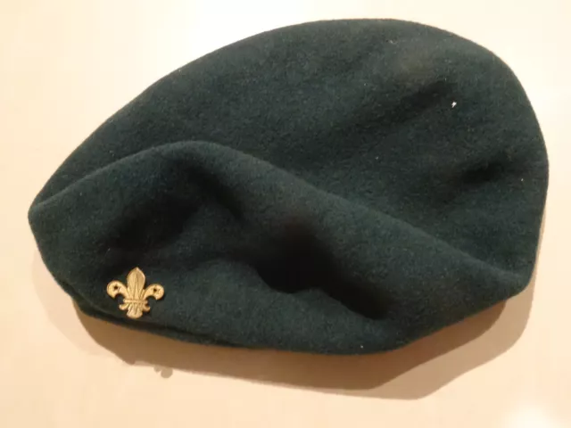 Vintage Scout Green Beret with Metal Badge (1970s)