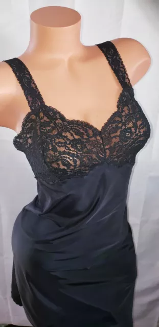 Vintage Chevette Pin Up Black Wet Seal Slip Sheer Lacy Bust Lingerie Night Sz 32 2