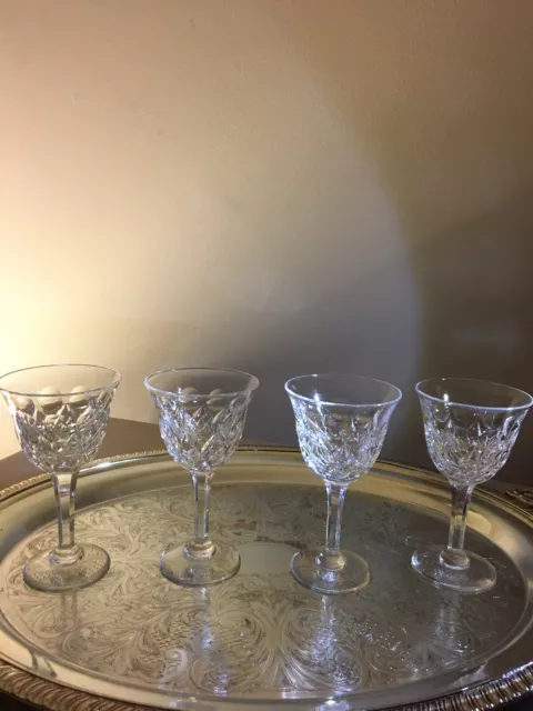 Set of 4 beautiful vintage Stuart " Park lane " Liquor Cocktail glasses, England