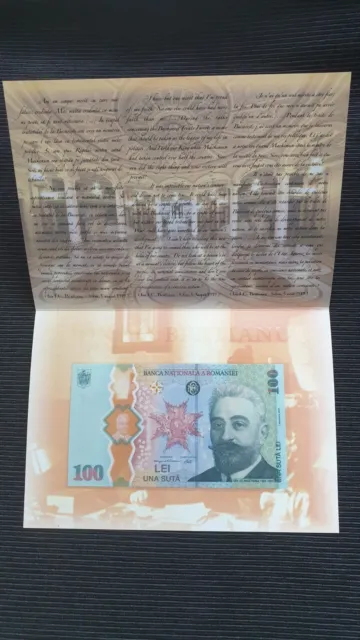 ROMANIA 100 Lei 2019 P125 UNC Polymer Banknote in Folder and Envelope