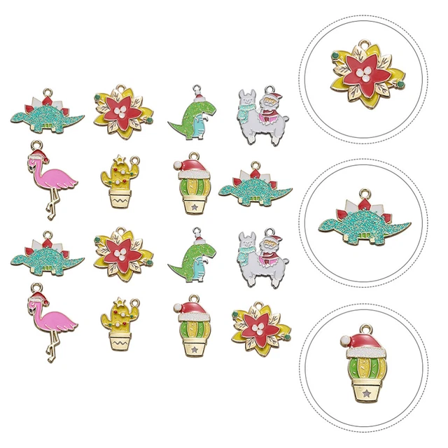 16 Pcs Alloy Flower Charms Alpaca Pendant Jewelry Accessories Necklace