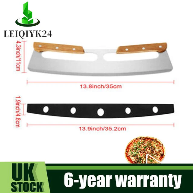 HALF MOON BLADE Pizza Cutter Wood Handles Stainless Steel Pizza Slicer