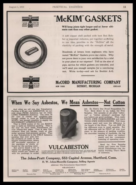 1912 McCord Manufacturing Co. Detroit Michigan "McKim" Gaskets Vintage Print Ad