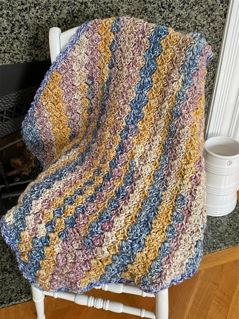 Handmade Crochet Chunky C2C Blanket Afghan Baby Toddler Multicolor Acrylic Wool