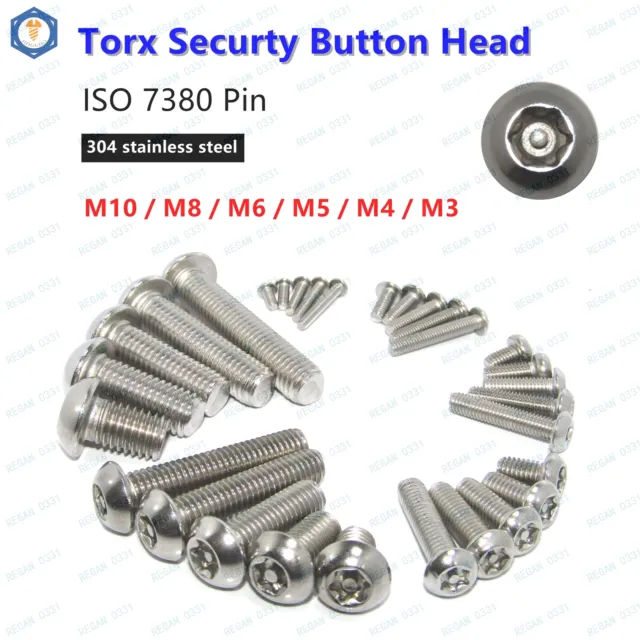 M3/M4/M5/M6/M8 304(A2)SS Pin Tamper Torx Security Button Head Machine Screw Bolt
