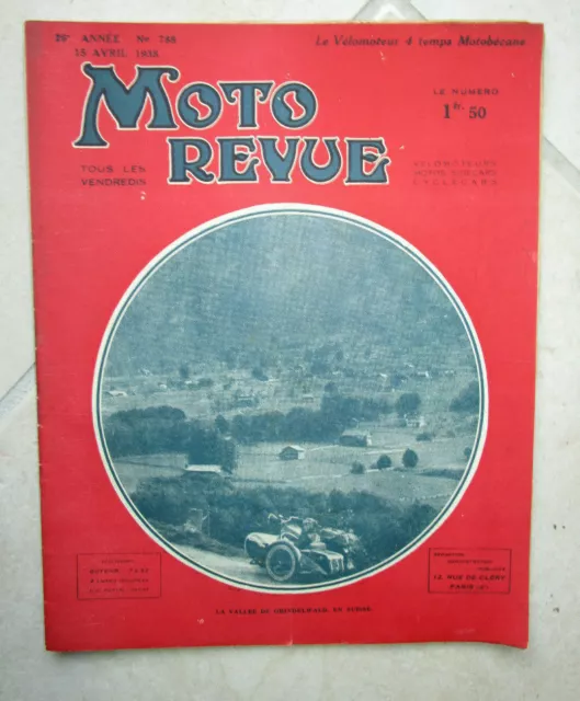 Moto Revue N°788  avril  1938   Motobécane  René Gillet  vélomotocar Ardex