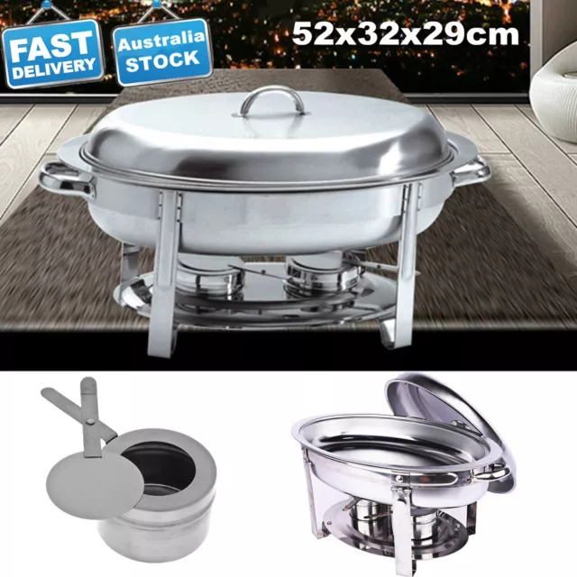 Bain Marie Chafing Dish Stainless Steel Buffet Food Warmer Heater Oval Shape