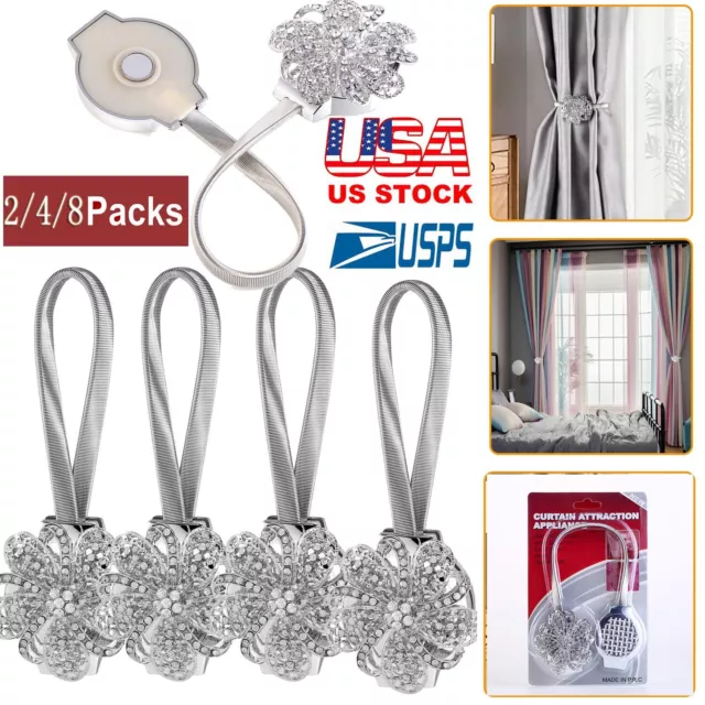 Magnetic Curtain Tiebacks Tie Backs Crystal Buckle Clip Holdbacks Holder Decor