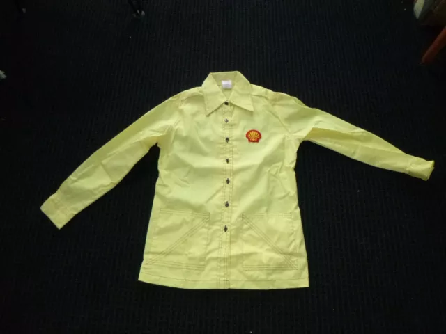 NOS Vtg 60s 70s Shell Oil Yellow Uniform Shirt Tunic Size Medium Never Worn