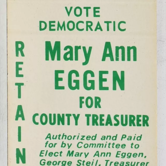 1980s Retain Mary Ann Eggen Rock County Treasurer Beloit Janesville Wisconsin
