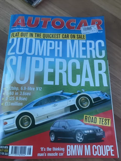 Autocar Car magazine NOV 1998 CLK GTR A DIABLO A8 FORESTER M COUPE BMW NISSAN