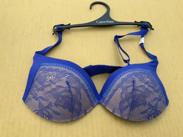 Calvin Klein Obsess Push Up Plunge Bra 32B Blue New