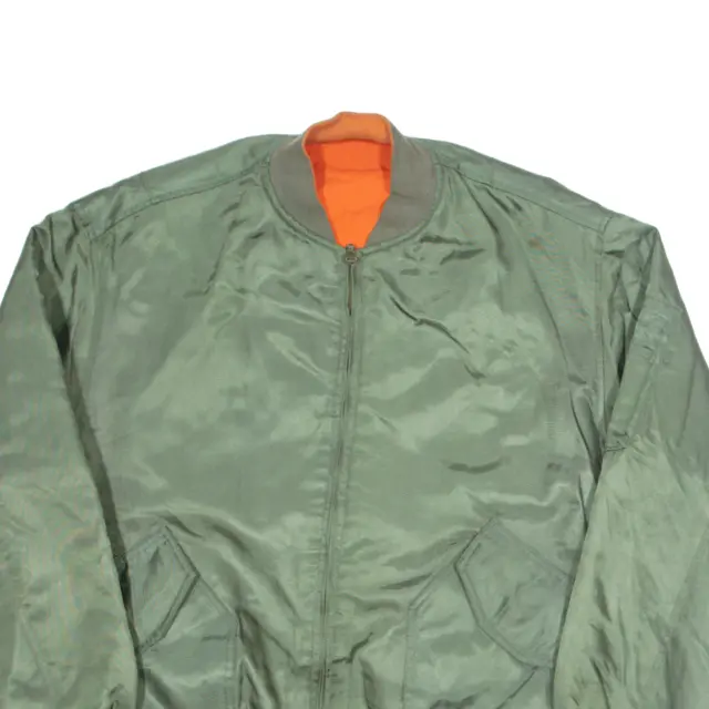 Military Reversible Mens Flight Jacket Green Nylon L 2