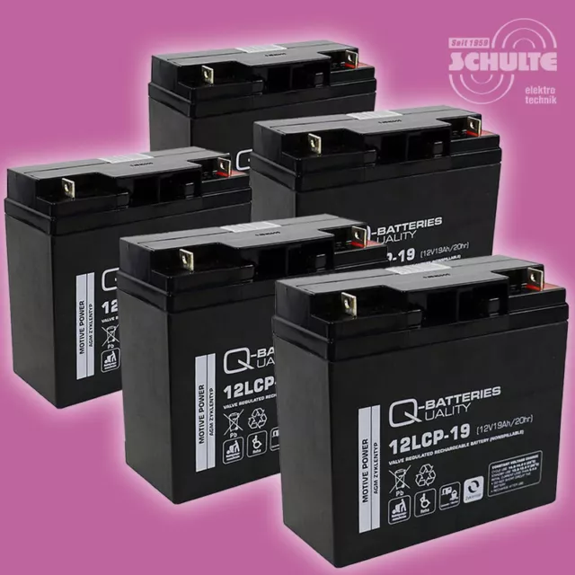 Batterie Satz für ECONELO J4000 J 4000 - 5 Stck 12V 19Ah Blei AGM Akku Zyklentyp