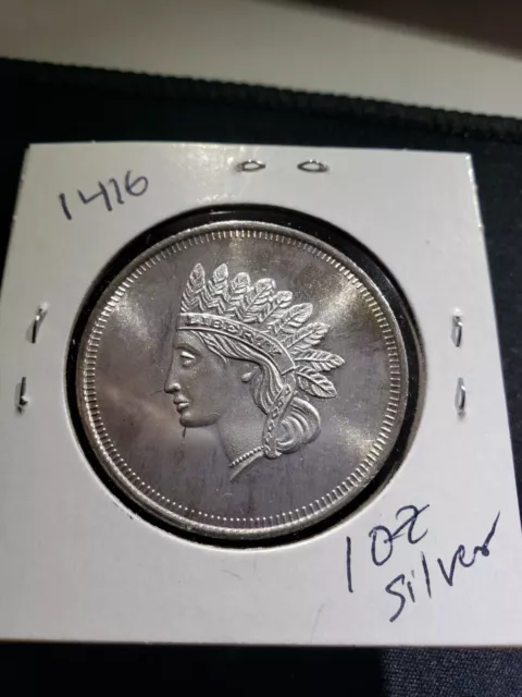 STK 1416 Liberty Indian Head Silver 1 oz  one ounce Coin Beautifully Toned