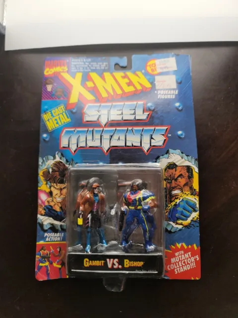 Marvel XMen Steel Mutants GAMBIT vs BISHOP Die Cast Metal Toy Biz Figure New