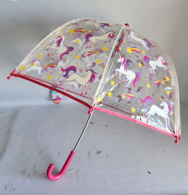Kid’s Clear Bubble Umbrella Pink Unicorn 38 in Coverage