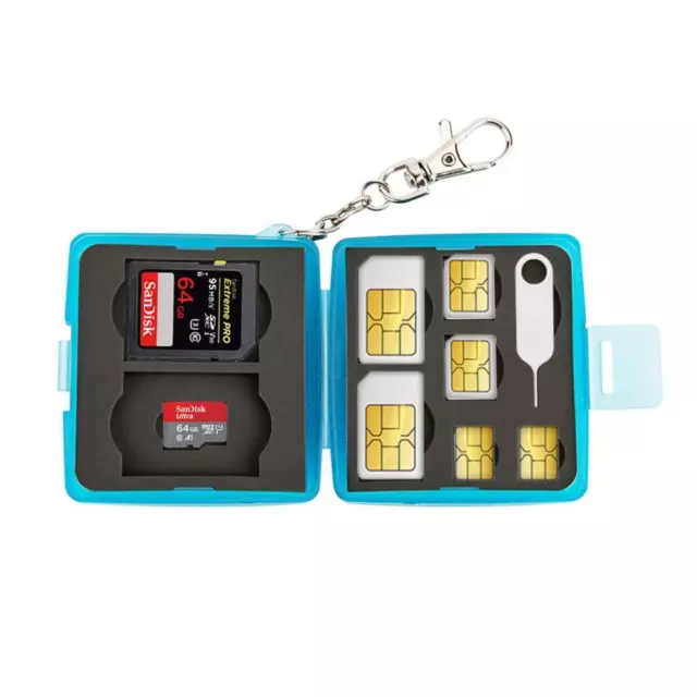 Memory Card Holder Storage Case For Micro SD SDHC SDXC & Sim Card with Keychain