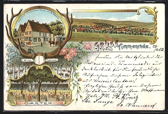 LITHOGRAPHIE TIMMENRODE, GESAMTANSICHT, Gasthof Deutsches Haus mit
