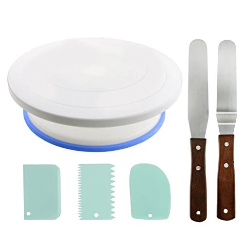 TIMESETL 360 ° Plaque Tournante de Gâteau avec Bague Anti-dérapant + 2pcs Spa...