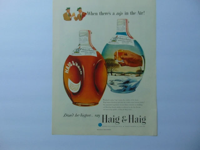 1951 HAIG & HAIG Don't Be Vague Scotch Whiskey vintage art print ad
