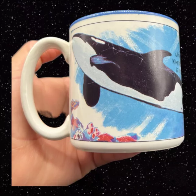 Vintage Sea World Orca Whale Coffee Mug with J Gotschalk illustration Korea