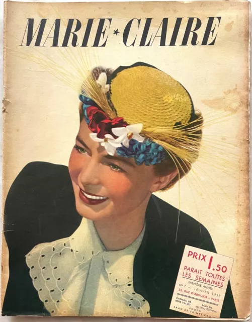 MARIE-CLAIRE n° 7 du 16 Avril 1937 (1 ère année) ancienne revue mode chapeau