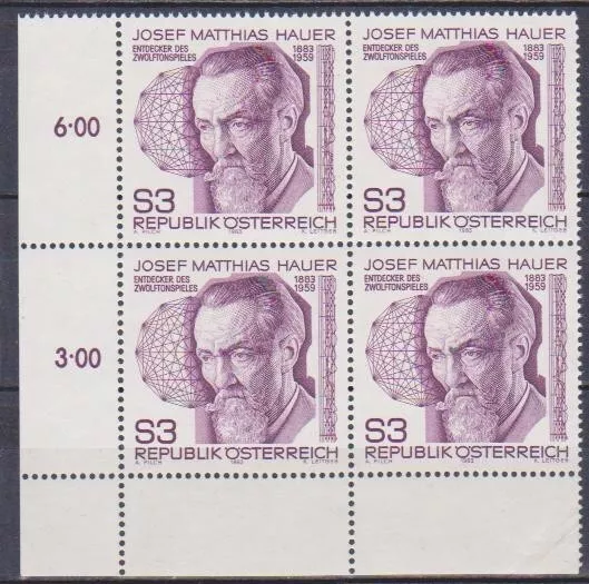 1983 , Josef Matthias Hauer ( Mi.Nr.: 1733 ) 4-er Block postfrisch **