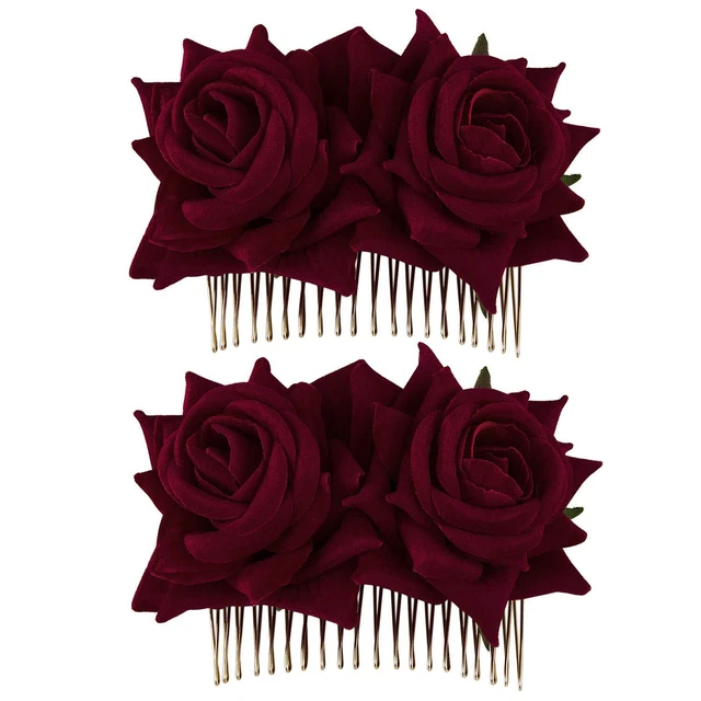 2-Pck Rose Flower Bridal Hair Combs Women Wedding Hair Accessories Pcs