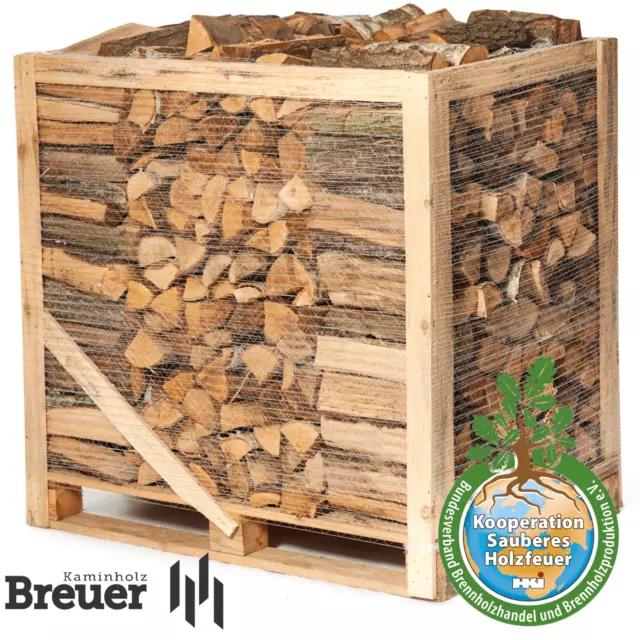 1 RM PREMIUM Laubholz Mix Brennholz | kammergetrocknet | Kaminholz auf Palette