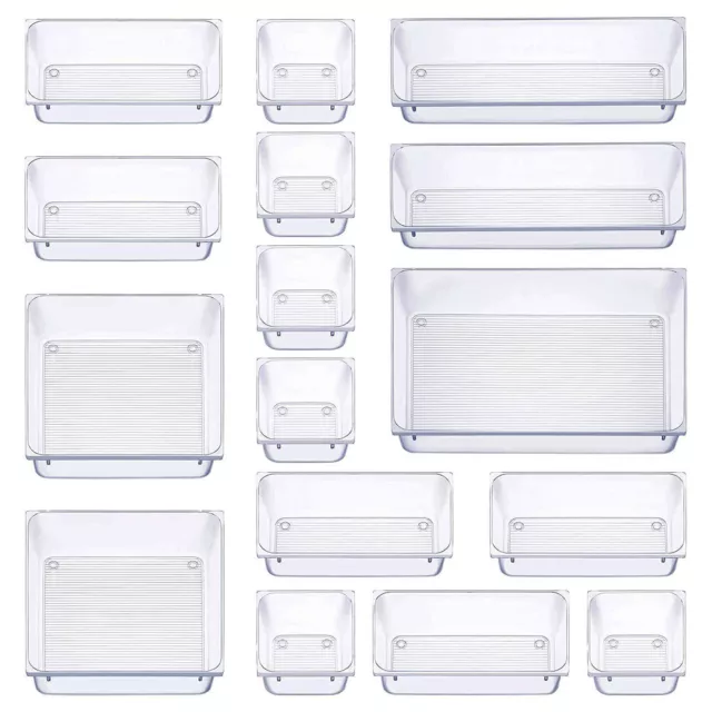 16-tlg Schubladen Ordnungssystem Schubladen,Transparent Makeup Organizer Set