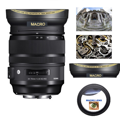 WIDE ANGLE LENS + MACRO FOR Sigma 24-70mm f/2.8 DG OS HSM Art Lens for Canon EF