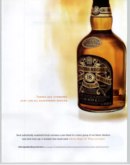 2000 Chivas Regal 18 Scotch Whiskey Bottle Art Photo Vintage Print Ad