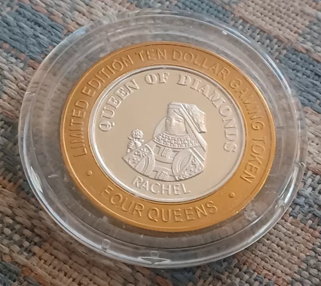 Four Queens Las Vegas Ten Dollar Casino 999 Silver Gaming Token Coin Chip RACHEL