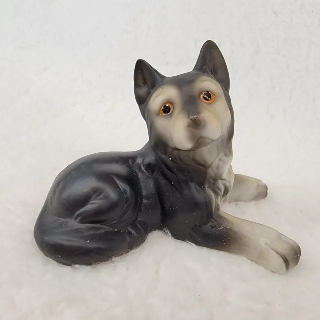 German Shepherd Puppy Dog Figure Ceramic Figure Laying Down Vintage