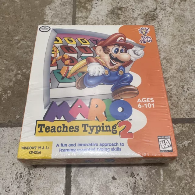 Mario Teaches Typing 2 Instructional Nintendo RARE OOP PC 1996 No Box  CD-Rom