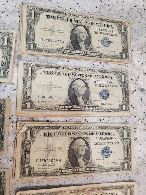 LOT $1 Silver Certificate 1935 A C D E F G & 2 Star Notes plus 1 $1 RED SEAL '63 8