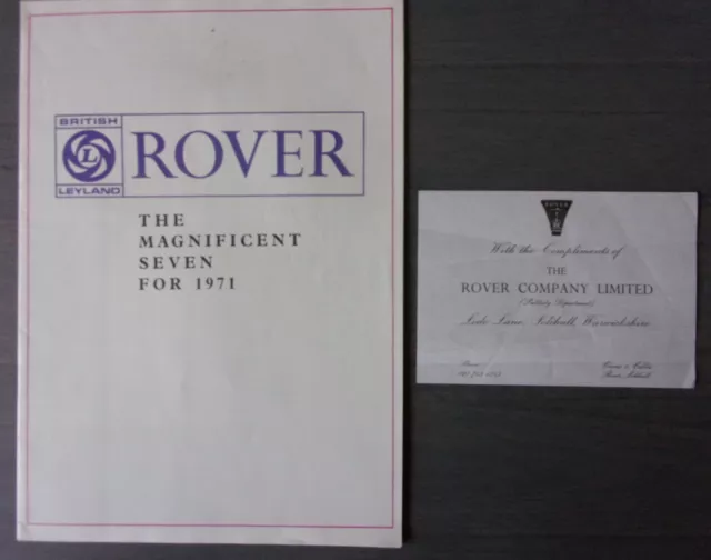 ROVER CARS orig 1971 UK Mkt Sales Brochure - 2000 3500 P6 3 1/2 Litre P5B Range