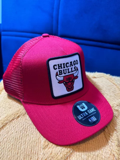 WOMENS MENS CHICAGO BULLS TRUCKER HAT red patch logo retro curved ...
