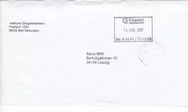 BRD Privatpost Eisenach 2007 CC Courier aus Bad Salzungen / DAZ Nordhausen ...e0