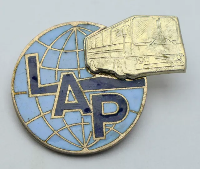 Vintage Ussr Soviet Latvia Liepaja Lap Bus Park Autobus Automobile Pin Badge