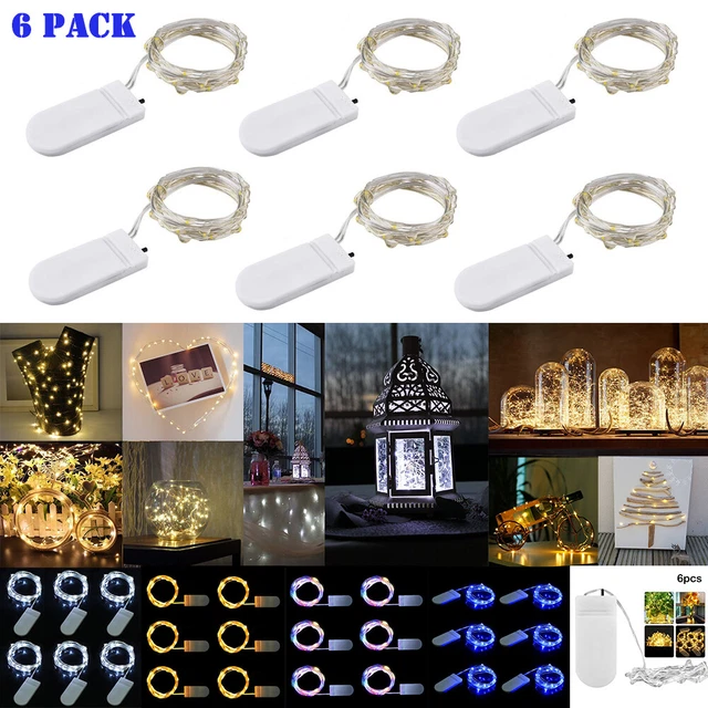 6 Pack 10/20 LEDs Battery Micro Rice Wire Copper Fairy String Lights Party Decor