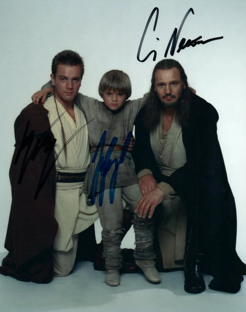 Liam Neeson Ewan McGregor Jake Llyod 8x10 signed Photo autographed Picture + COA