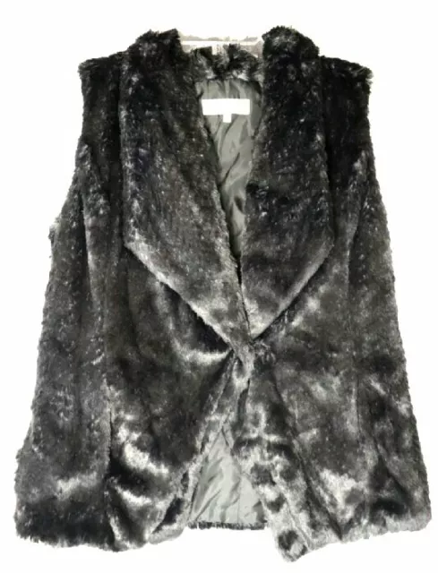 Wildflower Black/Grey Faux Fur Vest-Sz M-NWT