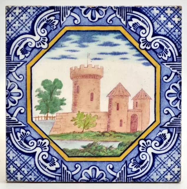 Victorian Tile Castle With Round Towers Dutch Border Minton Hollins & Co C1880