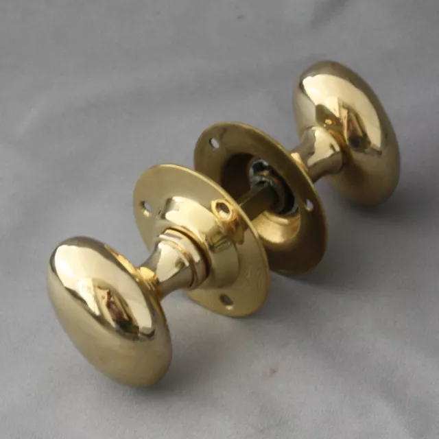 Edwardian Brass Oval Door Knobs 2