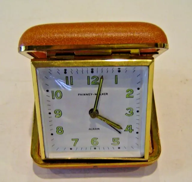 Vintage, Working  Phinney Walker Travel Windup Alarm Clock, Radium Glow, Germany