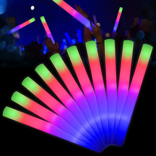 Lifbeier 20PCS Light up Foam Sticks,Led Foam Sticks Glow Batons with 3 Modes Fl
